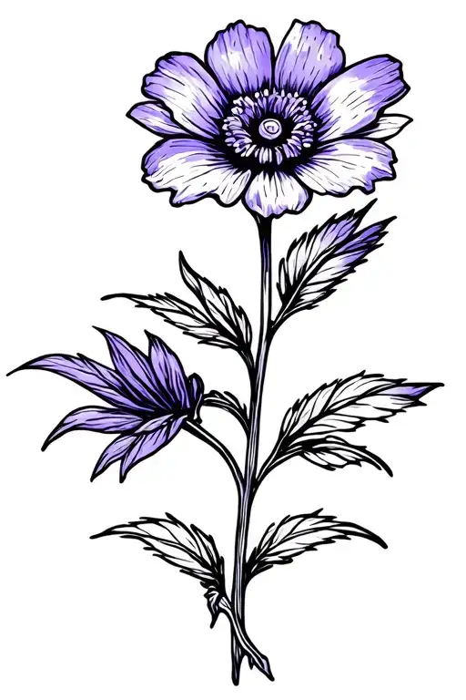 Fine Line Violet Flower