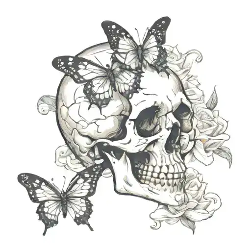 Skull And Butterfly