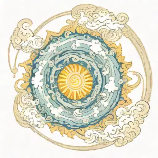 Mystical Sun In Spiral Clouds Surrounding