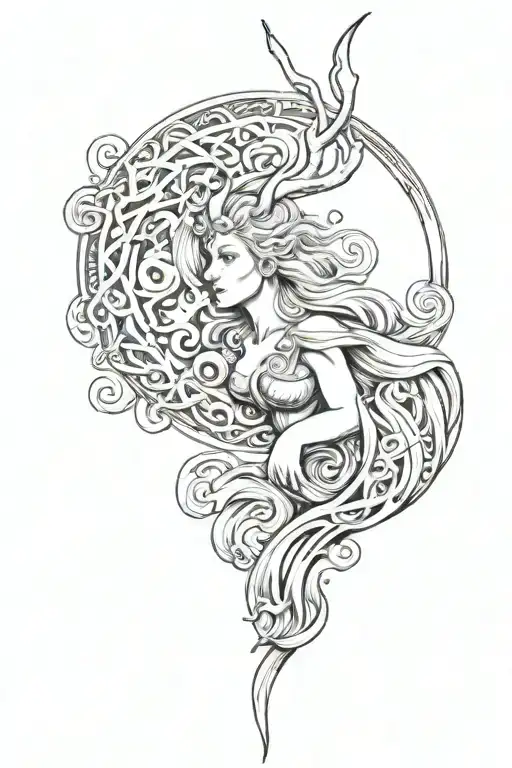 Nordic Mythology Inspired Tattoo Design Featuring