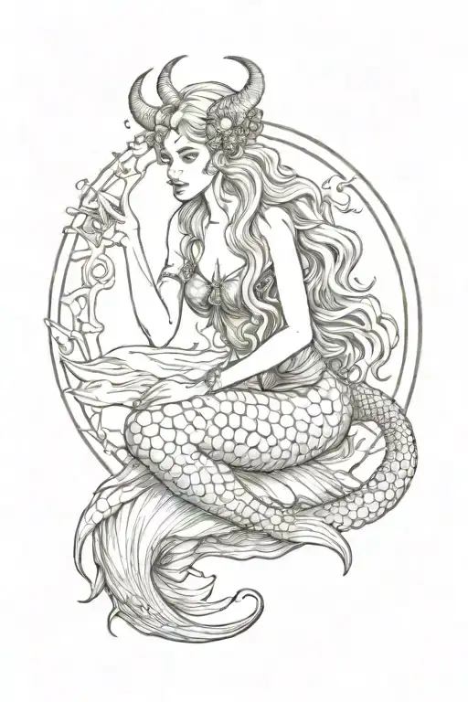 Capricorn Mermaid Sitting Alone