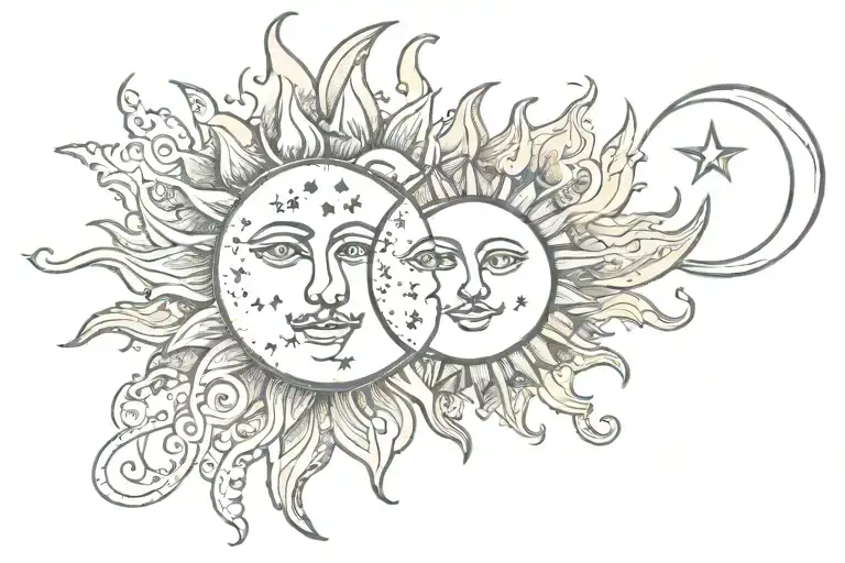 Sun And Moon Merging Together