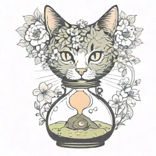 Cat One Eye Flowers Surrounding Hourglass