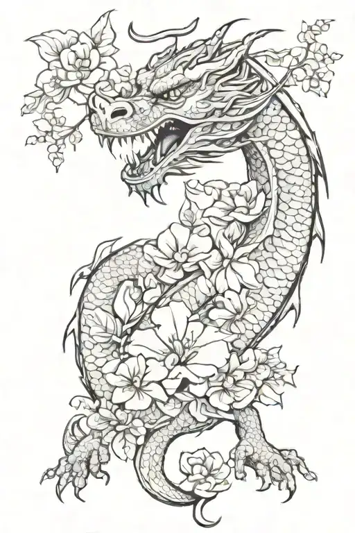 Dragon And Flowers