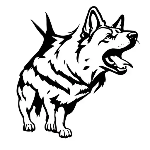 Black German Shepherd Attack Pose