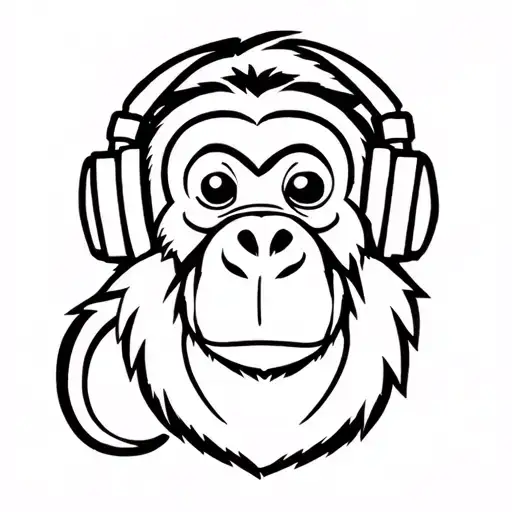 Happy Monkey With Headphones