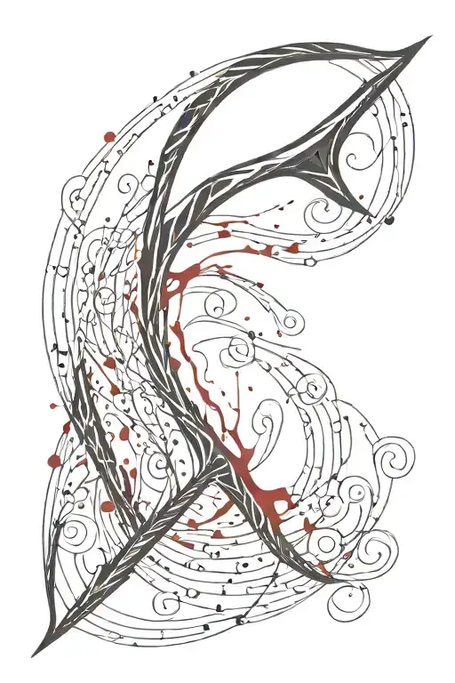 Arrow With Curved Lines And Blood