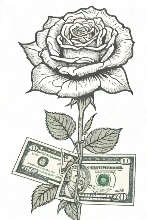 A Rose With Sipkes And Money Symbols Integrated