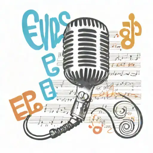 Old Time Microphone With Elvis Presley Music Notes Forming A Young Elvis