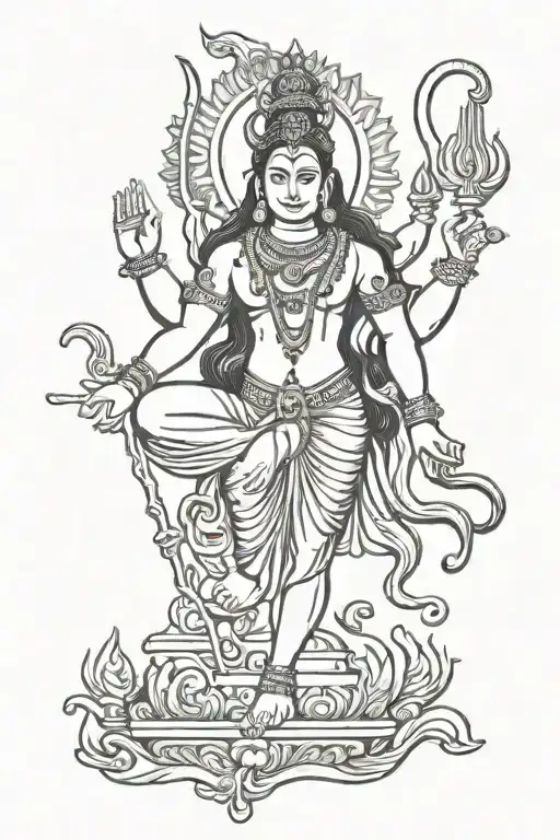 Beautiful God Shiva On Back In Straight Line