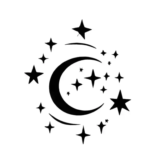 Shooting Star With Stars And Moon