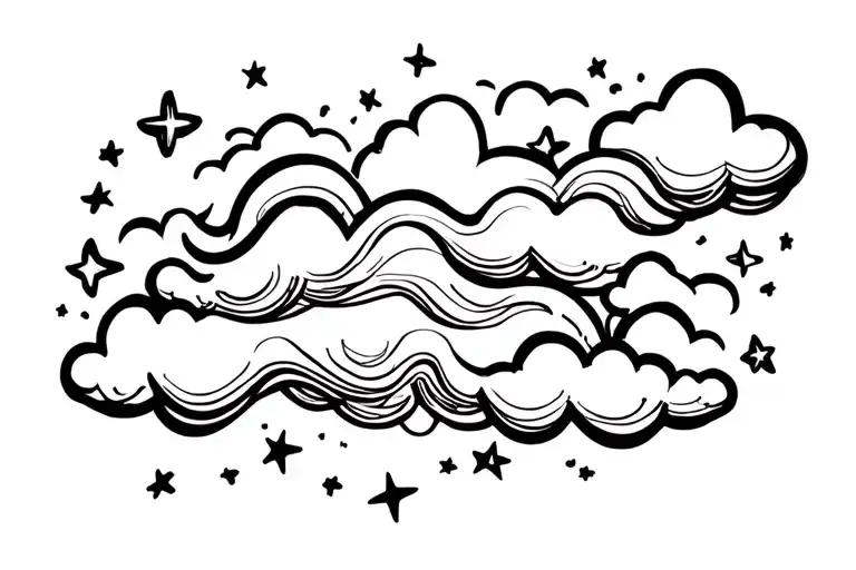 Wavy Clouds And Cartoon Stars