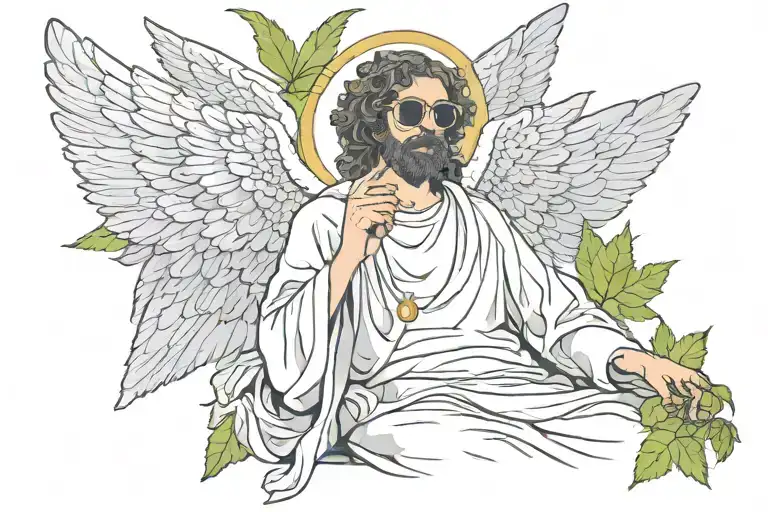 Biblicaly Accurate Angel With Sunglasses Smoking Weed