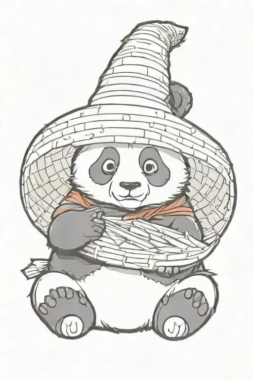 A Panda With A Rice Hat