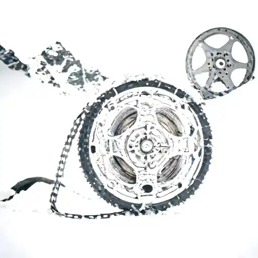 A Film Reel Winding Through A Snowy Landscape With Mountain Peaks In The Background