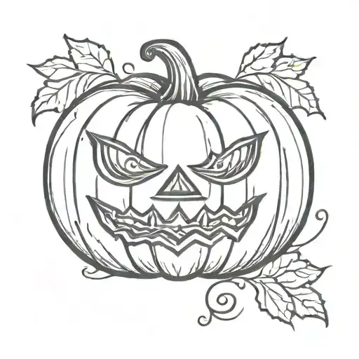 A Minimalist Tattoo Design Of A Pumpkin