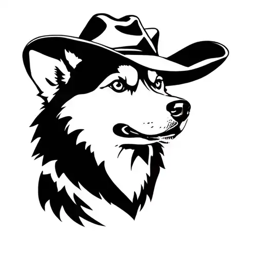 Husky With A Cowboy Hat