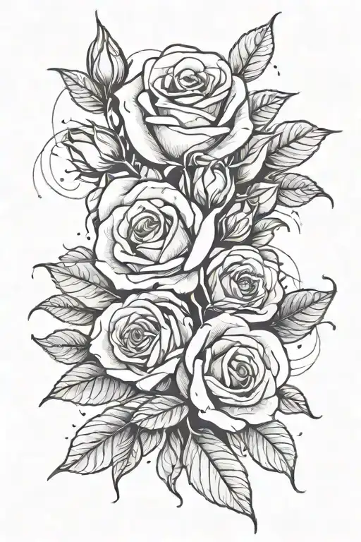A Tattoo Design Of A Rose Bouquet Surrounded By Night Sky Elements In A Black-grey Style