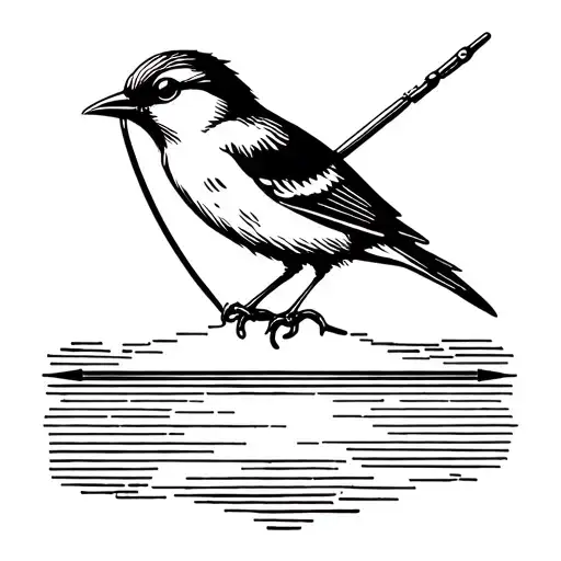 Thread Attached To A Needle And A Bird