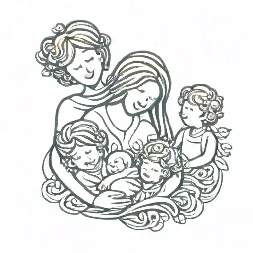 Mom And Children Symbol Integrated
