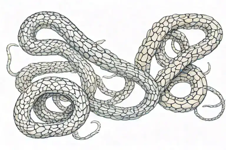 Two Snakes Facing Eachother And One Snake Skeleton In The Middle Of The Two Snakes