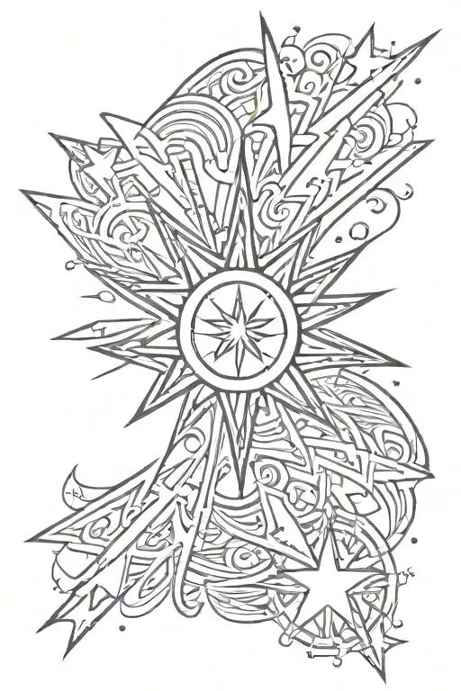 Star Radiating Light Down