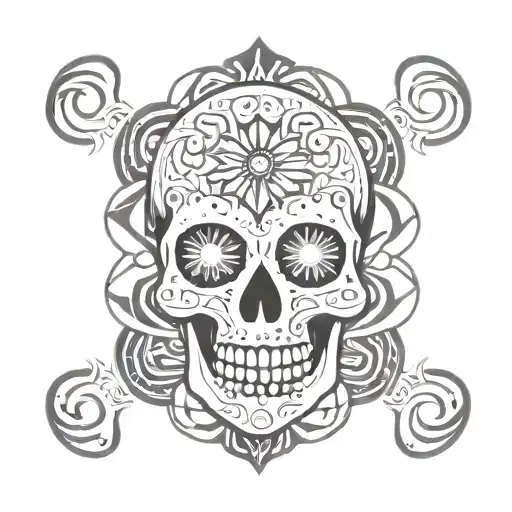 Skull And Mandala Design Incorporating