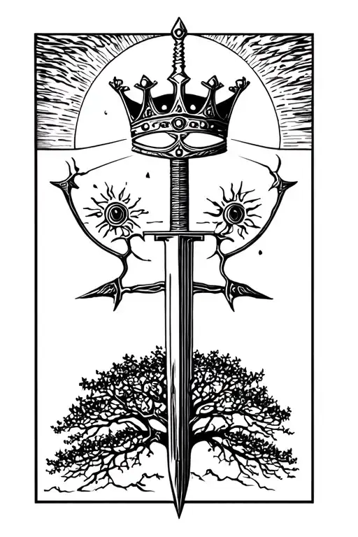 Crown And Sword And The Sun And Tree Above The Gland