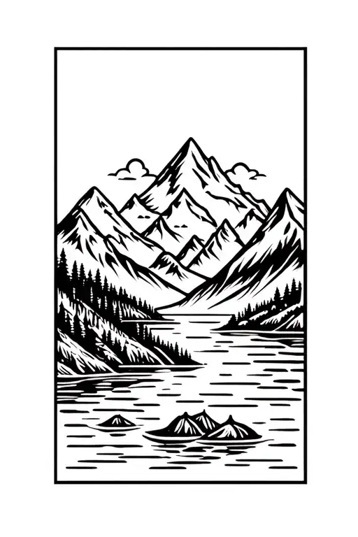 Mountains River Idol Indians