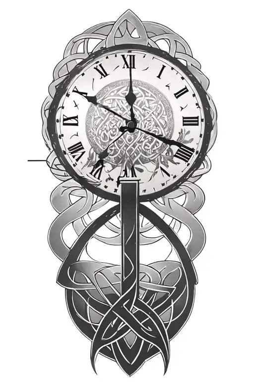 Clock Surrounded By Celtic Knot