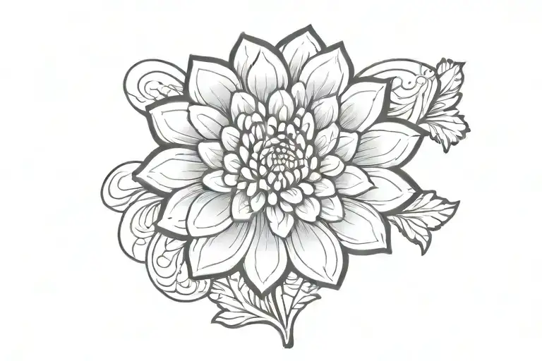 Psychedelic Chrysanthemum Flower With Heart