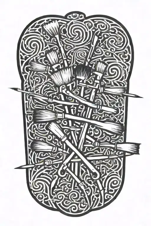 Art And Paint Brushes With Dad