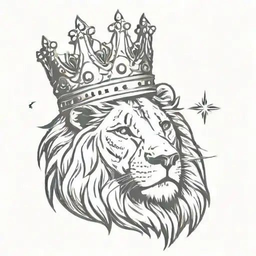 Lion Using A Crown And A Sun In The Forehead