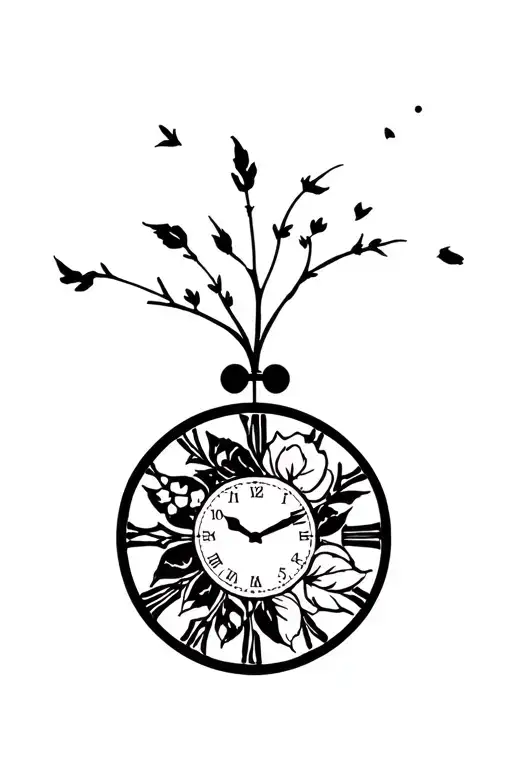 Rose Clock Abstract Leaves Mandela Style Mixed