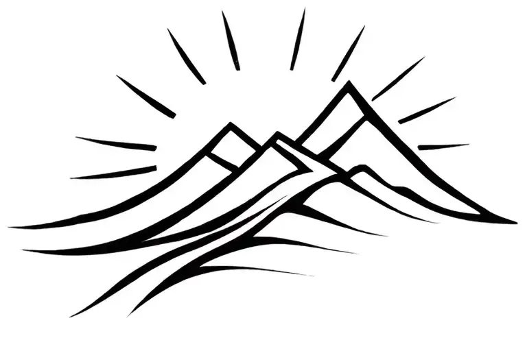 Sea And Mountain With Sun