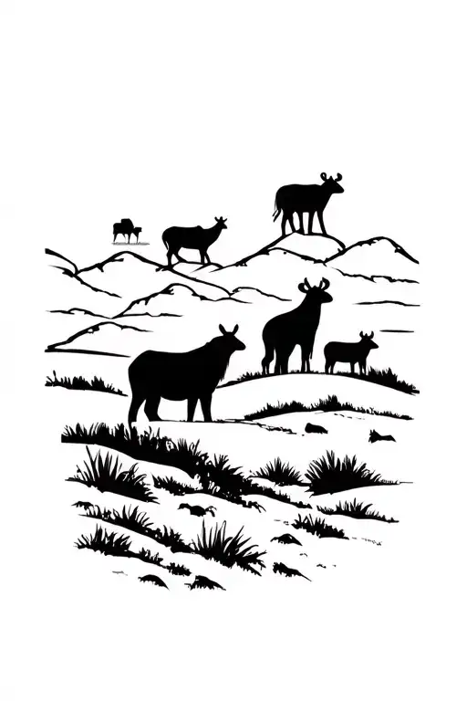 Country Landscape And Animals