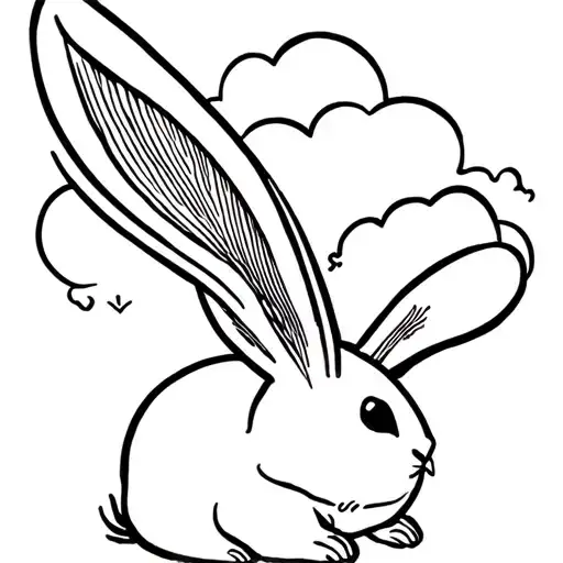 Fineline Bunny-shaped Cloud Mostly All Outline