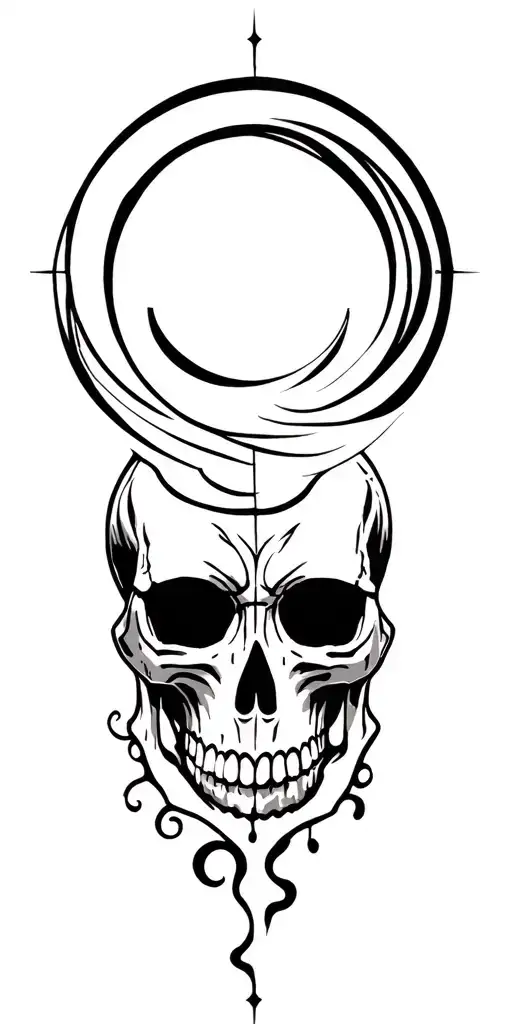 Skull With A Moon