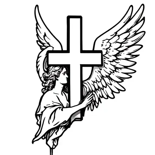 Cross Being Held By Angel