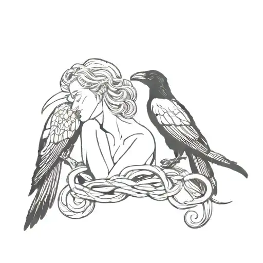 Lilith With A Raven And A Snake Wrapped