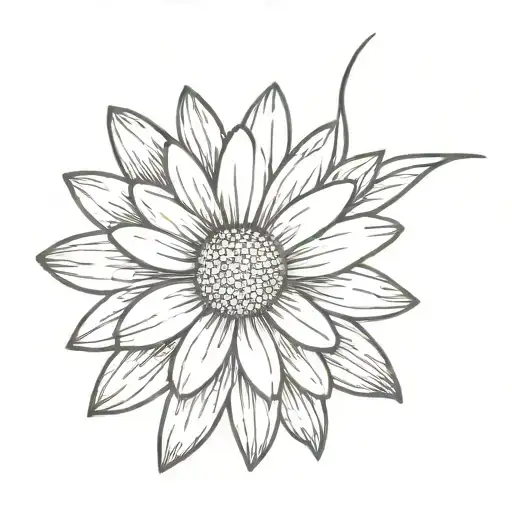 Daisy With Christian Cross Simple Line Drawing