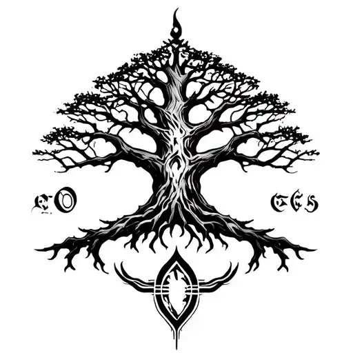 Tree Of Gondor Surrounded Circle Writing Exactly The Font From The Film One Ring