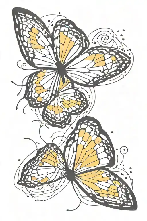 Two Black And Yellow Butterflies
