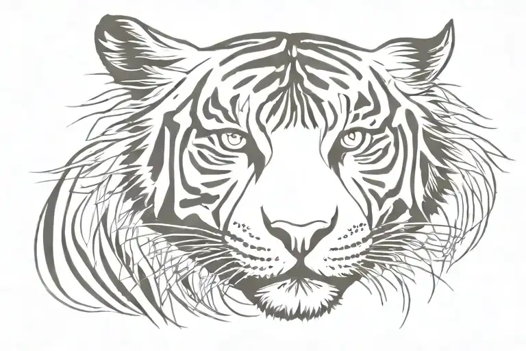 Half Tiger Half Women Face