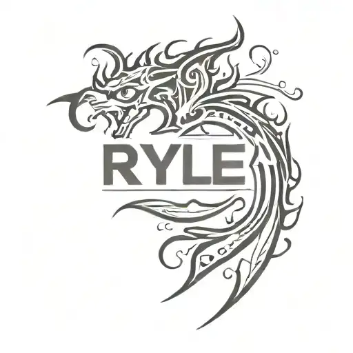 Name Ryley Curved With Fire