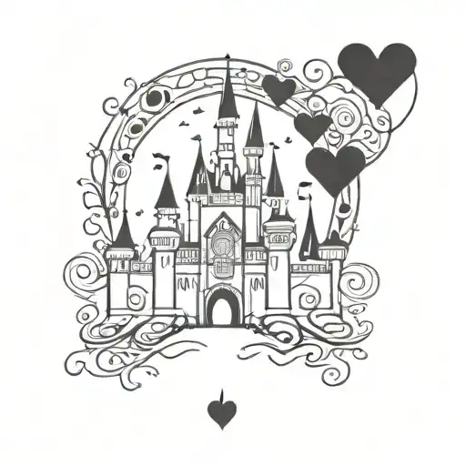 Simple Mandela Disney Princess Castle With Hearts