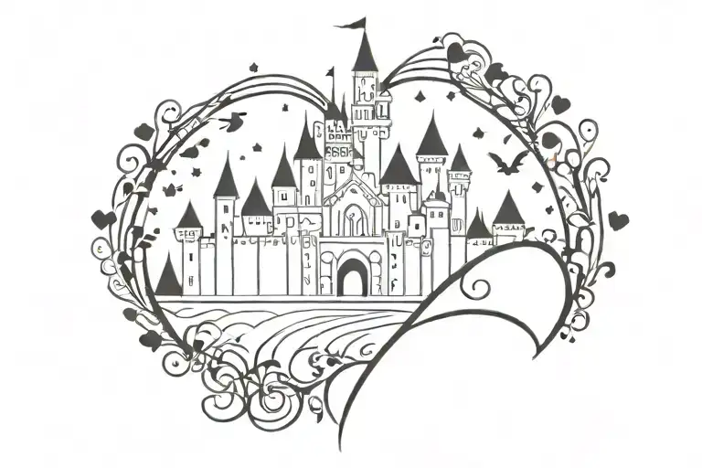 Simple Mandela Disney Princess Castle With Hearts