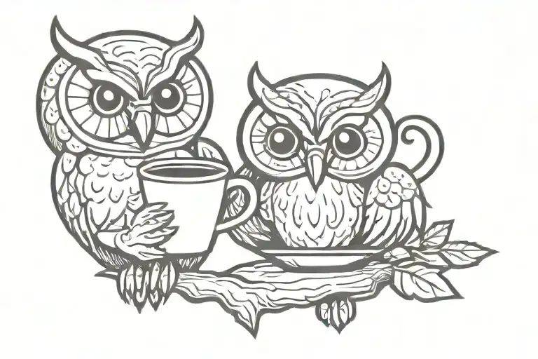 Owl Holding A Cup Of Coffee