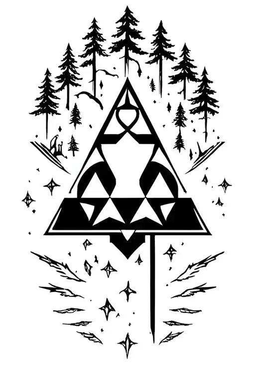 Forest Line Tattoo With Zelda's Tri Force Simple And Yu-gi-oh Dark Magician