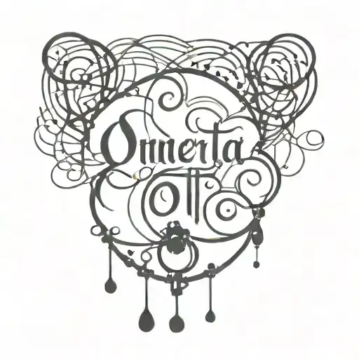 Omerta Text Calligraphy Style With Prayer Beads Intertwined